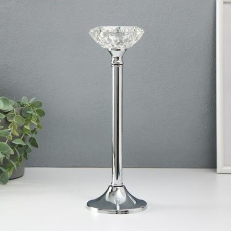 Summary metal, glass per 1 candle "Crystal bowl" d = 5 cm silver 9x9x27 cm-1