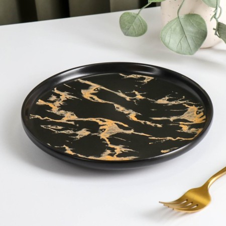 Ceramic plate for submitting Black Gold, D = 20 cm, black color-1