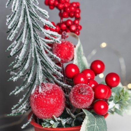 Decor "Bright holiday, in a pot" Christmas tree of the berry, 20x7 cm-1