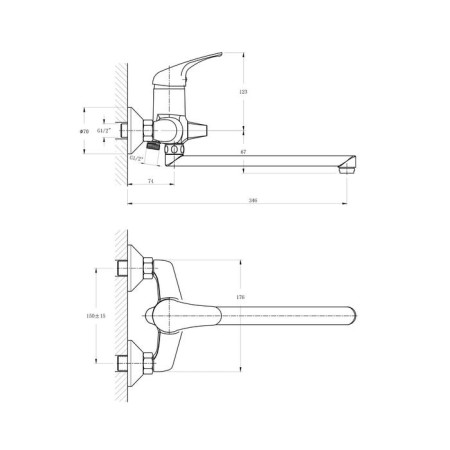 Bath mixer Rush Corsica CO4240-51, single-leaf, long spout, chrome-1