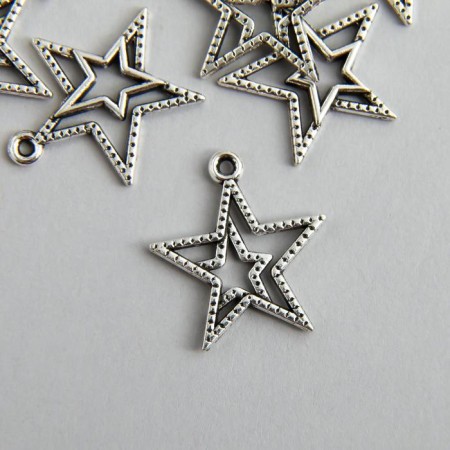 Decor for creativity Metal "Double Star" silver 2.3x2 cm