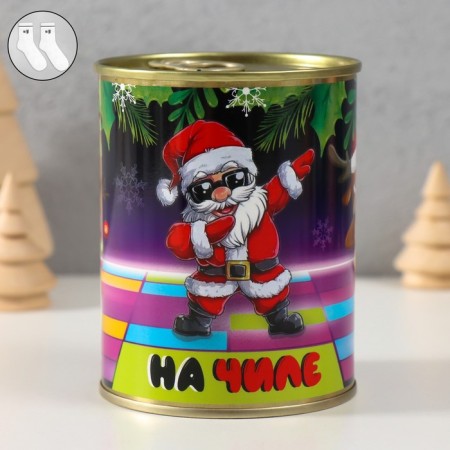 A gift for socks in a bank with a print "on a chill" (male)