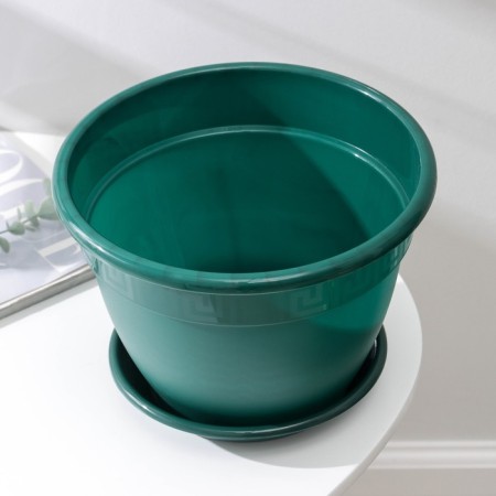 Pot for flowers with a pallet "Antik", 4.9 l, d = 25 cm, color malachite-2