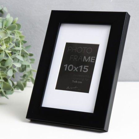 Photo frame Plastic "Gloria" 10x15 cm, with a paspartm, black-1