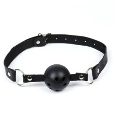 Gag BDSM Oka-hips, classic, adjustable belt, PU, ​​ABS, 500 x 45 mm, black
