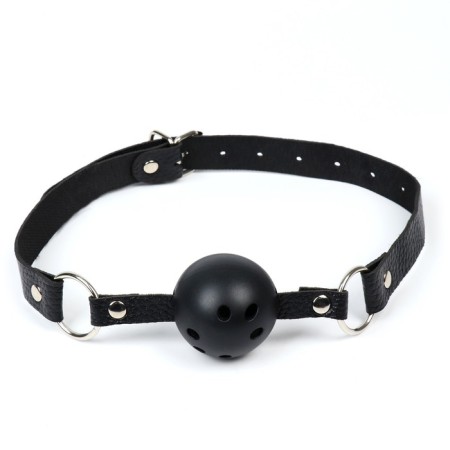 Gag BDSM Oka-hips, classic, adjustable belt, PU, ​​ABS, 500 x 45 mm, black