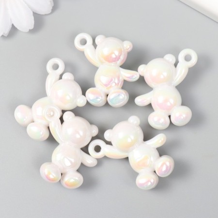 Decor for creativity Plastic "Pension Bear with a loop" White 3x1.4x3.1 cm-2
