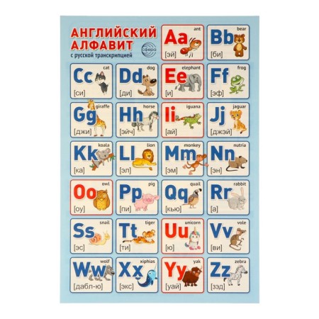 Poster "English alphabet with Russian transcription" 34x49 cm