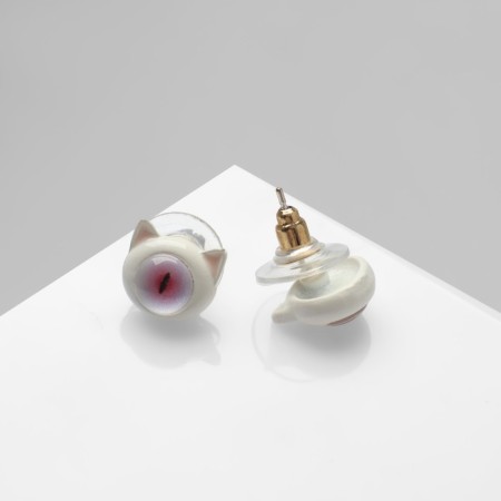 Earms with enamel "Monster" with ears, white-pink color-1