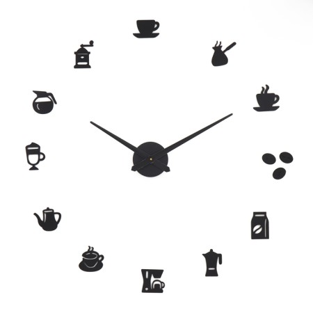 Watching interior clocks for the kitchen, 3D "Coffee time", sticker, large, D-120 cm