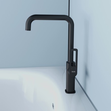 Mixer for the kitchen IDDIS SLIDE SLIBL00I05, single -leaf, high spout 370 mm, black-9