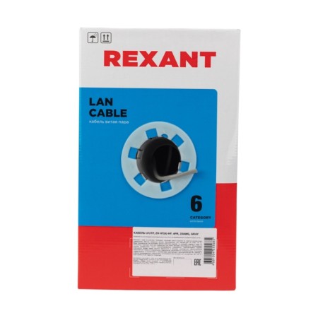 Bay cable twisted pair u/utp, cat 6, zh ng (a) -HF, 4PR, 23AWG, indoor, solid, gray, 305 m, rexant-3