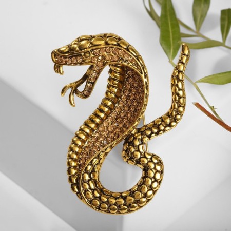 Brooch "Snake" Cobra, Color Gold-1