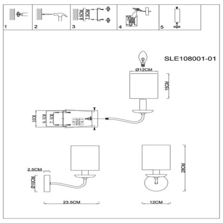 Wall lamp EVOLUCE. Sle108001-01. Rita. 1x40 W, E14, 12x28 cm, golden color-5