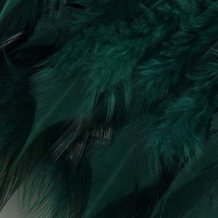 Braid with feathers of a rooster, 10-15 cm, 5 ± 0.5 m, emerald color-3