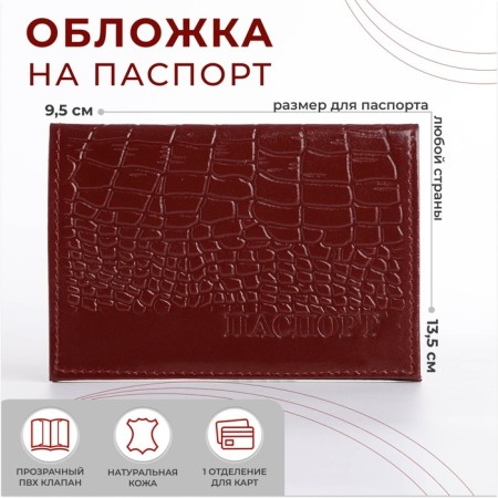 Cover for passport, burgundy color
