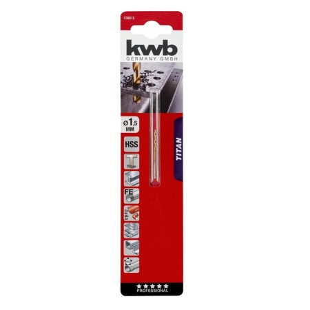 Metal drill KWB Titan HSS, 1.5x40 mm, sharpening angle 135 °, steel HSS-G TIN-1