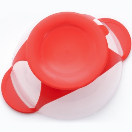 Feeding set: a bowl on the suction cup 340 ml., With a lid, a thermal engine, red-beige color-8