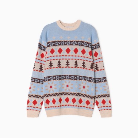 New Year. Knitted children's katan scandinavia size 32 (110-116 cm), blue