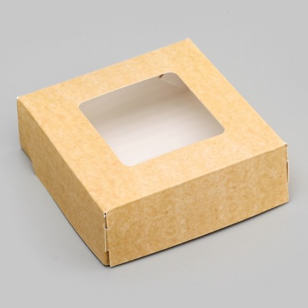 Folding box, with a window, craft, 11.5 x 11.5 x 4 cm-4