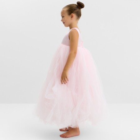 Dress children's elegant kaftan growth 130, dusty pink-4