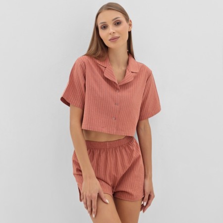 Female pajamas (shirt and shorts) KAFTAN "strip" R.48-50, coral