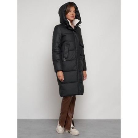 Coat insulated winter female, size 40, black color-6