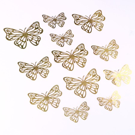 Set for decorating "Butterflies", set 12 pcs, color holography gold-1