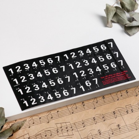 Piano piano stickers 4 x 0.8 cm, colored, 88 keys, transparent