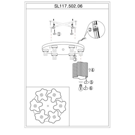 Ceiling Ceiling ST LUCE. SL117.502.06. ONDE. 6x60 watts, E27, 52x52x25 cm, silver color-3