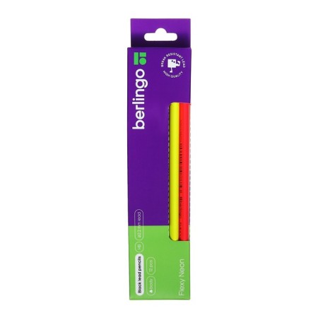 Black -granographic pencil Berlingo "Flexy Neon", HB, with an eraser, sharpened, plastic, assorted-11