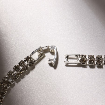 Bracelet with rhinestones "shine" 2 rows, white color in silver, 18 cm-1