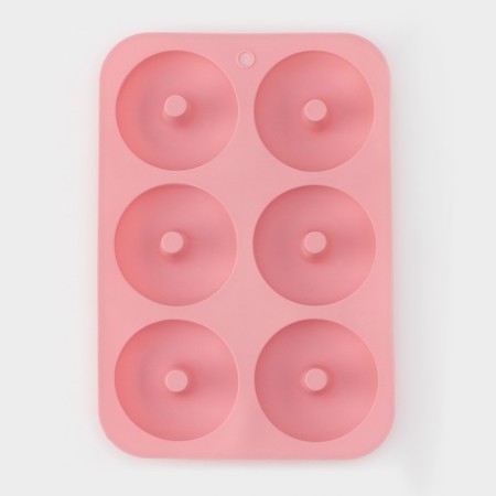 Baking uniform “Donut”, silicone, 26 × 18 × 2.5 cm, 6 cells (d = 7.5 cm), peach color-2