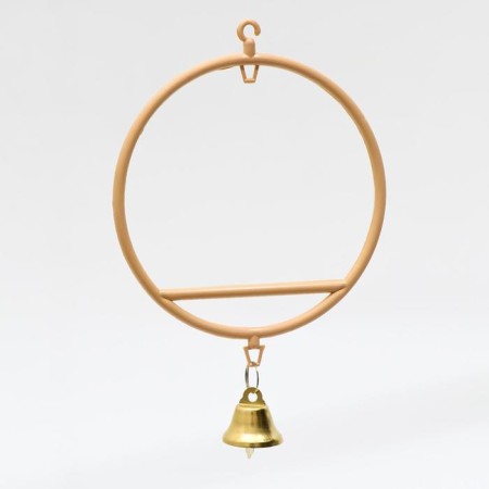 Round bird swings d 11.5 cm, with a bell, beige-1