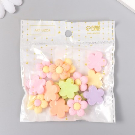 Decor for creativity Plastic "Puff Flower" matte mix 2x2 cm-3