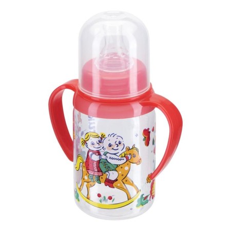 A bottle for feeding with handles and silicone bowl of milk, 125 ml, mix-9