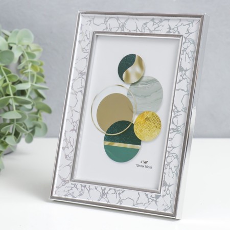 Photo frame plastic 10x15 cm "White" Double silver stroke 18x13 cm-2