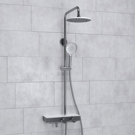 The shower system Wasserkraft A113.067.127.ch Thermo, tropical shower, thermostat, chrome-1