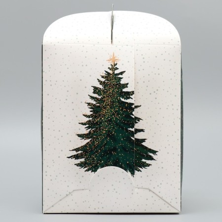 Folding box for a small cake "Christmas tree", 15 x 15 x 18 cm, new year-4