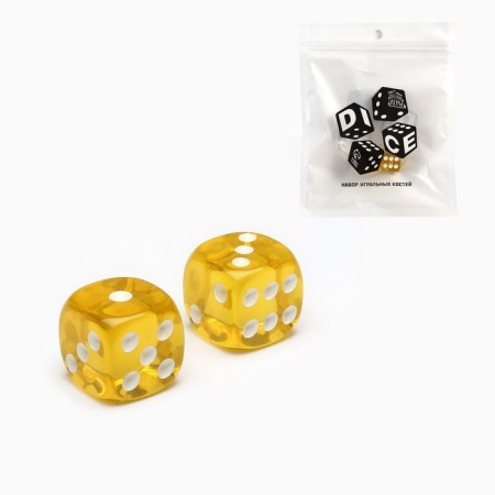 Dice play "Game time", 1.6 x 1.6 cm, set 2 pcs, yellow-1