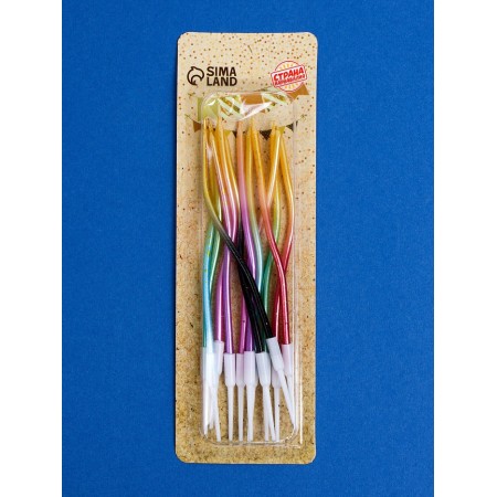Candles for Cake "Serpentine", 12 pcs, multi -colored with sparkles-4