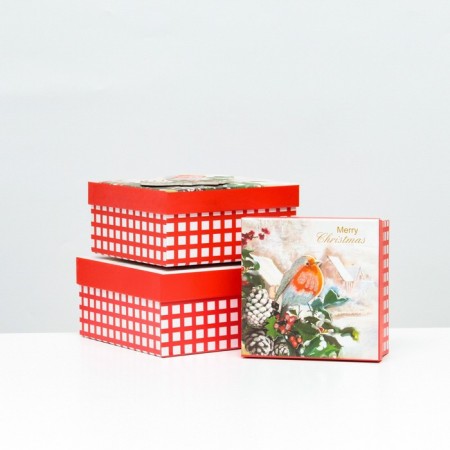 A set of boxes 3 in 1, 15.5x15.5x7.5 - 18x18x8.5 - 20x20x9.5 cm.