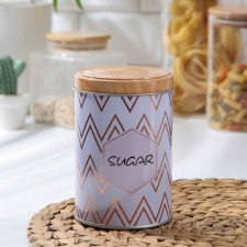 Банка для сыпучих продуктов «Сахар. Линии», 9×9×13,5 см, цвет серый