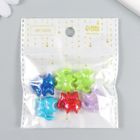 Busina for creativity plastic "Kitty with a bow, glossy mother -of -pearl" mix 1.8x1.9x1 cm-3