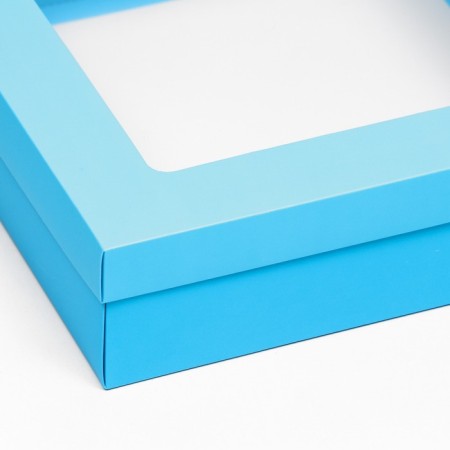 The box is folding, cover is, turquoise, with a window 30 x 30 x 8 cm-2