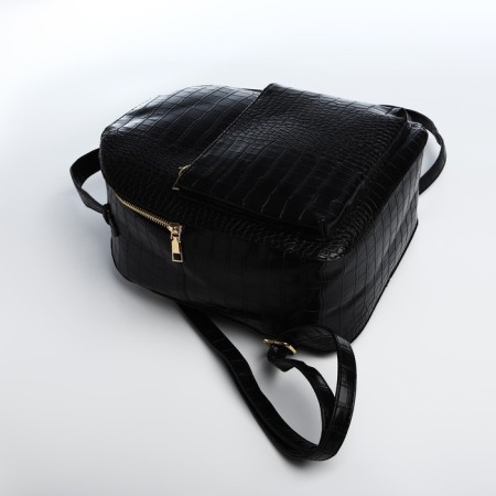 Women's backpack made of artificial leather with lightning, 1 pocket, black color-3