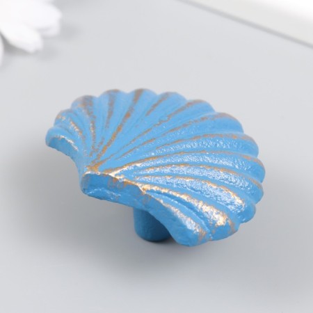 Hand -handed handle "Sea shell" Blue with a patina 5.4x6.4 cm-2