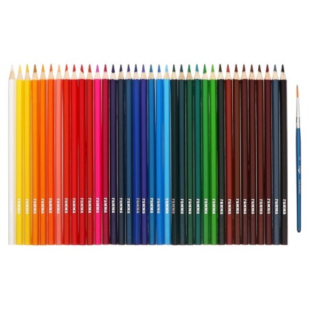Pencils of watercolor 36 colors, Gamma "Classic", hexagonal, sharpened, with a brush, cardboard packaging, euro suspension-1