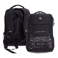 Youth backpack, 39 x 26 x 19 cm, Grizzly 356, ergonomic back, laptop department, black/gray RB-356-3_1