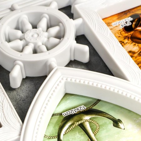 Photo frame Plastic in 5 photos 10x15, 12x12 cm "Ship" White 38x48 cm-2